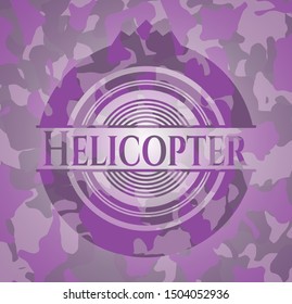 Helicopter pink on camo texture. Vector Illustration. Detailed.