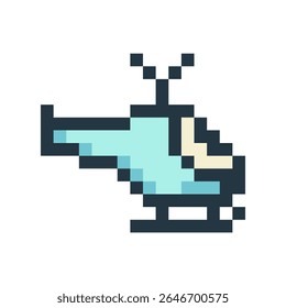 Helicopter pixelated icon. Transportation icon in pixel art style. Isolated vector illustration