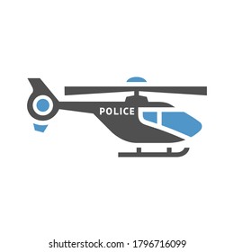 Helicopter of police - gray blue icon isolated on white background
