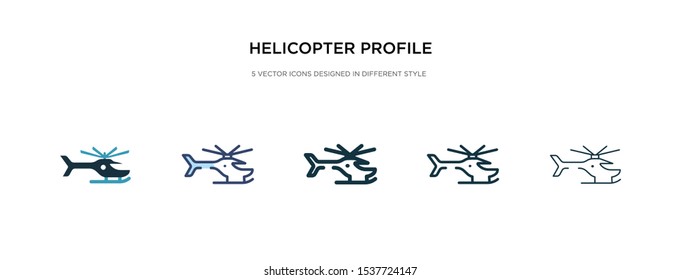 helicopter profile icon in different style vector illustration. two colored and black helicopter profile vector icons designed in filled, outline, line and stroke style can be used for web, mobile,