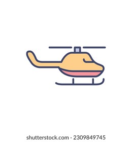 Helicopter related vector line icon. Isolated on white background. Vector illustration. Editable stroke