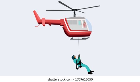 helicopter rescue vector civil and army rescue operation flying flat illustration