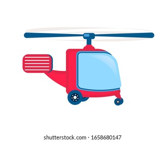 Helicopter. Rotorcraft Vertical Takeoff And Landing. Flat Vector Illustration Isolated On White Background.
