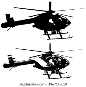 Helicopter set vector illustration in black on white background 