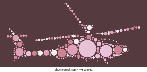 Helicopter shape vector design by color point