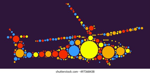 Helicopter shape vector design by color point