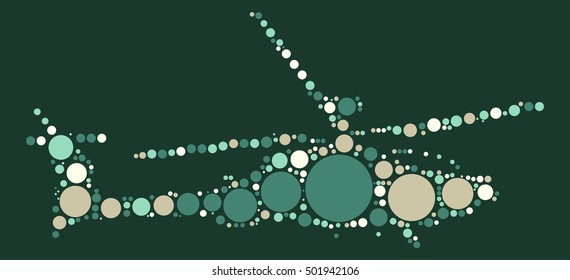 Helicopter shape vector design by color point
