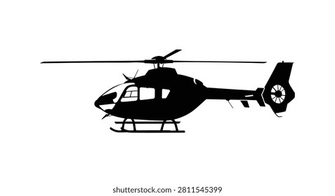 Helicopter Side View In Black Silhouette aircraft aviation rotorcraft chopper air