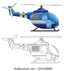 Helicopter. Side view. Isolated on white background. Vector illustration.