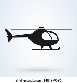 Helicopter side view. Simple vector modern icon design illustration.