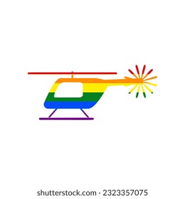 Helicopter sign illustration. Rainbow gay LGBT rights colored Icon at white Background. Illustration.