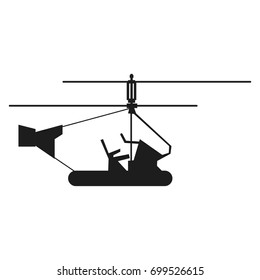 Helicopter sign illustration. Vector. Black icon on white background