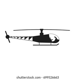 Helicopter sign illustration. Vector. Black icon on white background