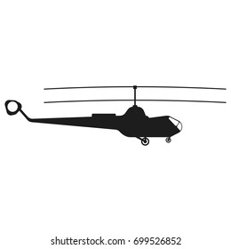 Helicopter sign illustration. Vector. Black icon on white background