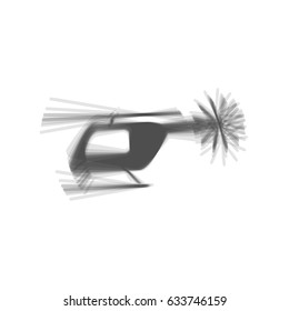 Helicopter sign illustration. Vector. Gray icon shaked at white background.