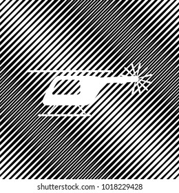 Helicopter sign illustration. Vector. Icon. Hole in moire background.