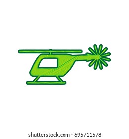 Helicopter sign illustration. Vector. Lemon scribble icon on white background. Isolated