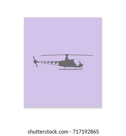 Helicopter sign Vector black icon on color sticker. Material design