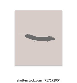 Helicopter sign Vector black icon on color sticker. Material design