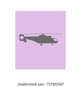 Helicopter sign Vector black icon on color sticker. Material design