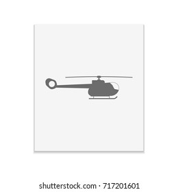 Helicopter sign Vector black icon on color sticker. Material design