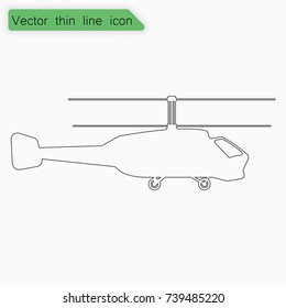 Helicopter sign. Vector. Line icon on white background.