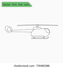Helicopter sign. Vector. Line icon on white background.