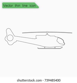 Helicopter sign. Vector. Line icon on white background.