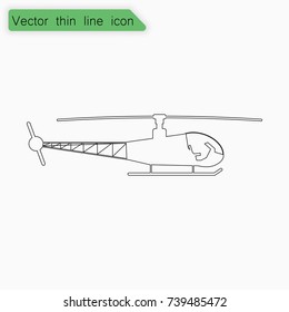 Helicopter sign. Vector. Line icon on white background.