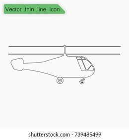 Helicopter sign. Vector. Line icon on white background.