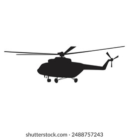 Helicopter silhouette high quality vector, Military helicopter rotor blade Black and White