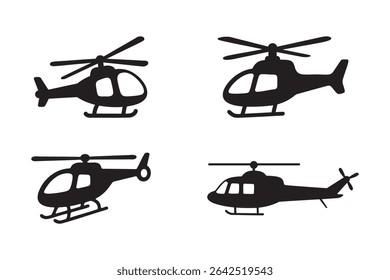 helicopter silhouette icon vector illustration 