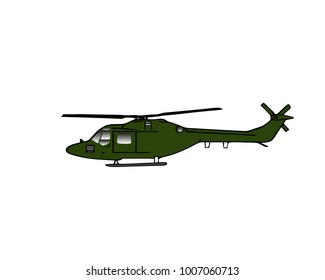 Helicopter silhouette isolated in black and green colors. Vector military helicopter logo icon on white background.