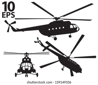 Helicopter Silhouette. Mi 8. Vector Illustration