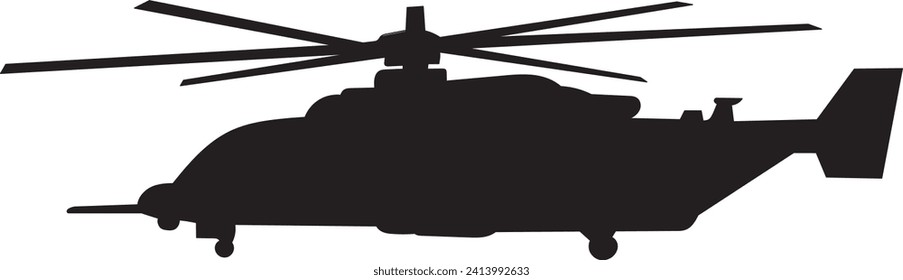 helicopter silhouette on white background vector