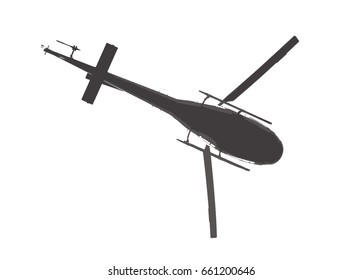 helicopter silhouette seen from below    