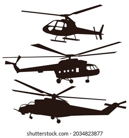 helicopter silhouette set vector design