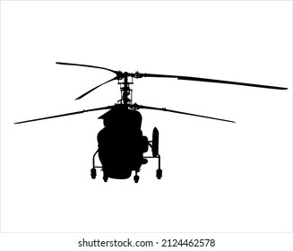 helicopter silhouette, vector, front view