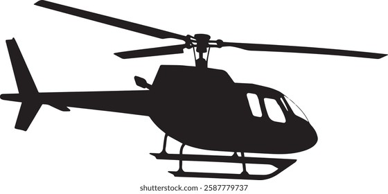 Helicopter Silhouette Vector Illustration Isolated on White Background