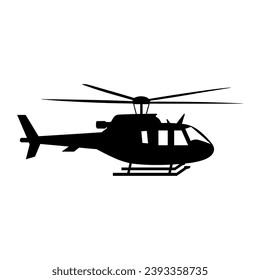 Un vector de silueta de helicóptero aislado en un fondo blanco