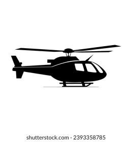 Un vector de silueta de helicóptero aislado en un fondo blanco