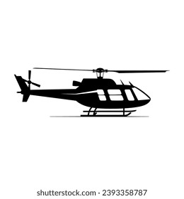 Ein Hubschrauber, Silhouette, Vektorgrafik einzeln auf weißem Hintergrund