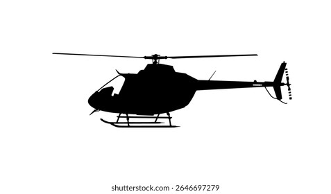 Helicopter Silhouette Vector - Military and Civil Aircraft Icons in Black and White for Aviation Design