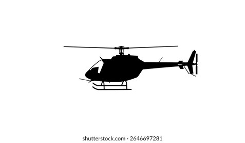 Helicopter Silhouette Vector - Military and Civil Aircraft Icons in Black and White for Aviation Design