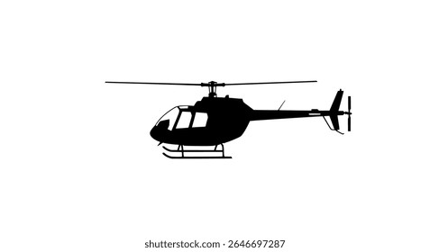 Helicopter Silhouette Vector - Military and Civil Aircraft Icons in Black and White for Aviation Design
