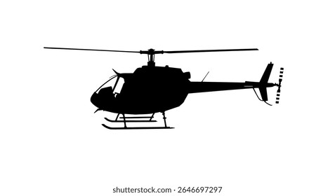 Helicopter Silhouette Vector - Military and Civil Aircraft Icons in Black and White for Aviation Design