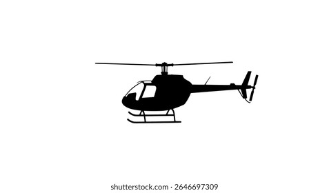 Helicopter Silhouette Vector - Military and Civil Aircraft Icons in Black and White for Aviation Design