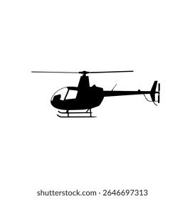 Helicopter Silhouette Vector - Military and Civil Aircraft Icons in Black and White for Aviation Design