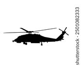 Helicopter silhouette vector, Military helicopter rotor blade Black White