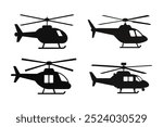 helicopter silhouette vector on white background